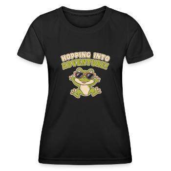 Hopping Into Adventure Frogs Nature Joy - Women's Functional T-Shirt - black - Front - AI Model Female 172 light (172cm)