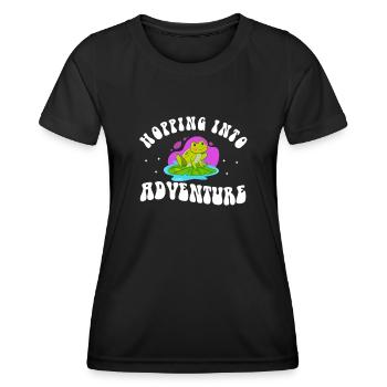 Hopping Into Adventure Frogs Nature Joy - Women's Functional T-Shirt - black - Front - AI Model Female 172 light (172cm)