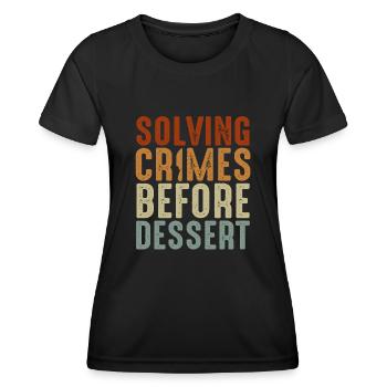 Krimi-Dinner-Spaß-Nacht - Frauen Funktions-T-Shirt - Schwarz - Vorne - AI Model Female 172 light (172cm)