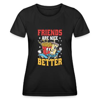 Aber Pommes Sind Besser Gebratene Kartoffeln - Frauen Funktions-T-Shirt - Schwarz - Vorne - AI Model Female 172 light (172cm)