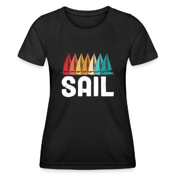 Voile dériveur voilier capitaine de mer Rétro drôle - T-shirt sport Femme - noir - Devant - AI Model Female 172 light (172cm)