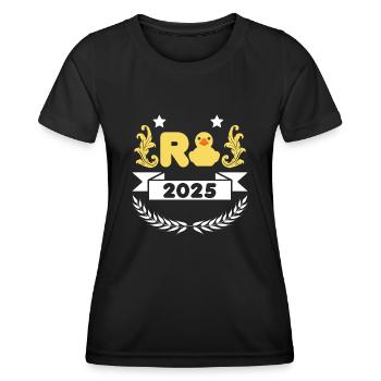 R Ente Rente 2025 - Frauen Funktions-T-Shirt - Schwarz - Vorne - AI Model Female 172 light (172cm)