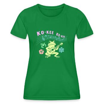 Ko-Kee Frog jouant une mélodie de guitare - T-shirt sport Femme - vert - Devant - AI Model Female 172 dark (172cm)