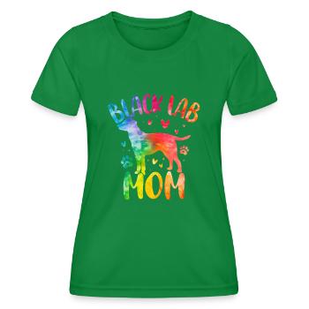 Black Lab Mom Labrador Retriever Dog Tie Dye - Women's Functional T-Shirt - kelly green - Front - AI Model Female 172 dark (172cm)