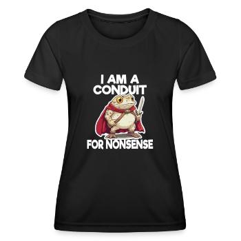 Ich Bin Ein Kanal Für Unsinn Frosch Illustration - Frauen Funktions-T-Shirt - Schwarz - Vorne - AI Model Female 172 light (172cm)