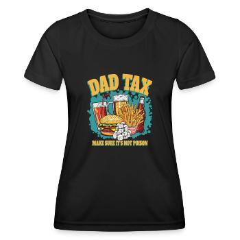 Papa Impôt Burger Frites Bière Blague - T-shirt sport Femme - noir - Devant - AI Model Female 172 light (172cm)