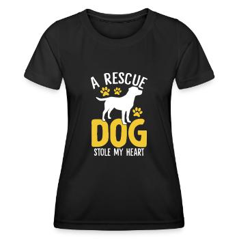 Ein Rettungshund hat mein Herz gestohlen Lustige Hunderettung - Frauen Funktions-T-Shirt - Schwarz - Vorne - AI Model Female 172 light (172cm)