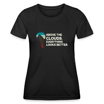 Above The Clouds Paramotor Enthusiast - Women's Functional T-Shirt - black - Front - AI Model Female 172 light (172cm)