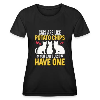 Les chats sont comme des chips Activiste des animaux Drôle - T-shirt sport Femme - noir - Devant - AI Model Female 172 light (172cm)
