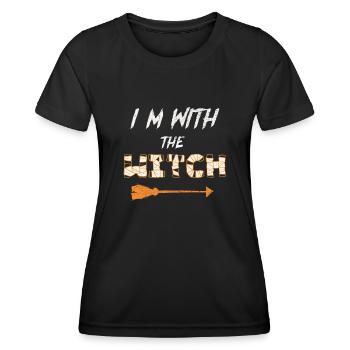 Ich bin mit der Hexe Halloween-Spaß - Frauen Funktions-T-Shirt - Schwarz - Vorne - AI Model Female 172 light (172cm)