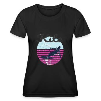 Ambiance d’aventure de kitesurf rétro - T-shirt sport Femme - noir - Devant - AI Model Female 172 light (172cm)