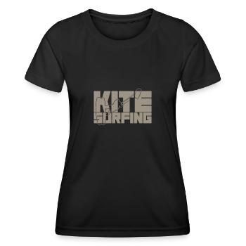 Ambiance d’aventure de kitesurf rétro - T-shirt sport Femme - noir - Devant - AI Model Female 172 light (172cm)