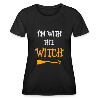 Ich bin mit der Hexe Halloween-Spaß - Frauen Funktions-T-Shirt - Schwarz - Vorne - AI Model Female 172 light (172cm)