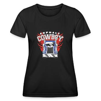 Asphalt Cowboy Lkw-Fahrer Leidenschaft Freiheit - Frauen Funktions-T-Shirt - Schwarz - Vorne - AI Model Female 172 light (172cm)