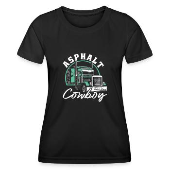 Asphalte Cowboy Trucker Motif - T-shirt sport Femme - noir - Devant - AI Model Female 172 light (172cm)