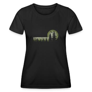 Vintage Bäume In Der Natur Outdoor Wildnis Wandern - Frauen Funktions-T-Shirt - Schwarz - Vorne - AI Model Female 172 light (172cm)