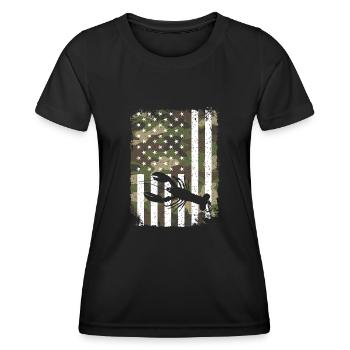 Homard Sur Camouflage Drapeau US Rétro Américain - T-shirt sport Femme - noir - Devant - AI Model Female 172 light (172cm)