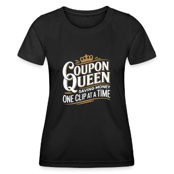 Coupon Queen Sparen Sie Geld Clip für Clip - Frauen Funktions-T-Shirt - Schwarz - Vorne - AI Model Female 172 light (172cm)