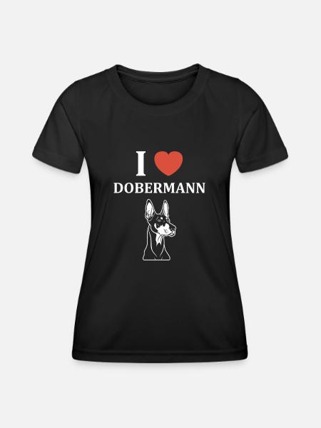 Dobermann - Frauen Funktions-T-Shirt - Schwarz