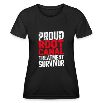 Funny Root Canal Survivor Endodontist Dental - Women's Functional T-Shirt - black - Front - AI Model Female 172 light (172cm)