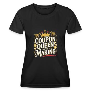 Coupon Queen In The Making Couponer Shopper Speichern - Frauen Funktions-T-Shirt - Schwarz - Vorne - AI Model Female 172 light (172cm)