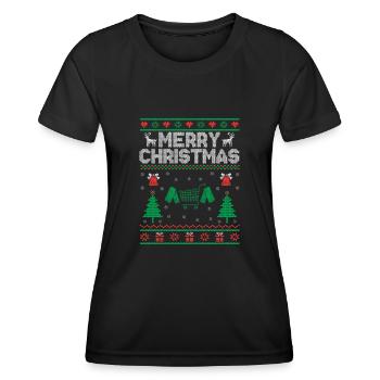 Xmas Merry Christmas Couponer Shopper Geld sparen - Frauen Funktions-T-Shirt - Schwarz - Vorne - AI Model Female 172 light (172cm)