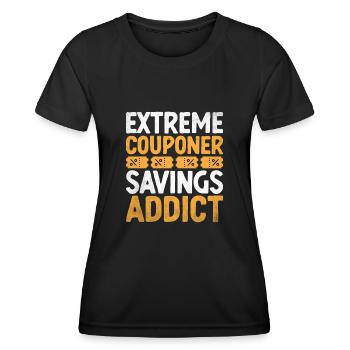 Extreme Couponer Einsparungen Addict Couponer Shopper - Frauen Funktions-T-Shirt - Schwarz - Vorne - AI Model Female 172 light (172cm)