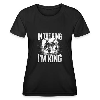Sur le Ring, je suis King Boxeur Sports Force Athlète - T-shirt sport Femme - noir - Devant - AI Model Female 172 light (172cm)
