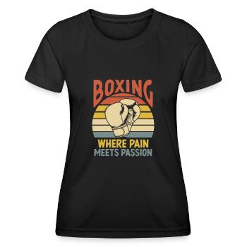 Boxe où la douleur rencontre la passion Boxer Sports - T-shirt sport Femme - noir - Devant - AI Model Female 172 light (172cm)