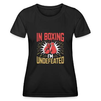 En boxe, je suis un boxeur invaincu, un sportif, un athlète de gymnastique - T-shirt sport Femme - noir - Devant - AI Model Female 172 light (172cm)