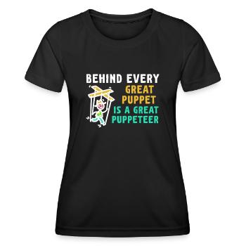 Puppetry Puppeteer Puppet Puppets - Women's Functional T-Shirt - black - Front - AI Model Female 172 light (172cm)
