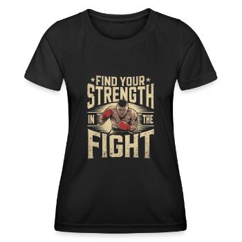 Finden Sie Ihre Stärke im Kampfboxsport - Frauen Funktions-T-Shirt - Schwarz - Vorne - AI Model Female 172 light (172cm)