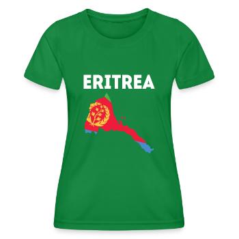 Eritrea Karte Mit Flagge Und Wappen - Frauen Funktions-T-Shirt - Kelly Green - Vorne - AI Model Female 172 dark (172cm)