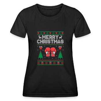 Noël Joyeux Noël Boxer Sports Force Athlète - T-shirt sport Femme - noir - Devant - AI Model Female 172 light (172cm)