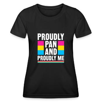 Proudly Pan und Proudly Me LGBTQIA Pride Monat - Frauen Funktions-T-Shirt - Schwarz - Vorne - AI Model Female 172 light (172cm)