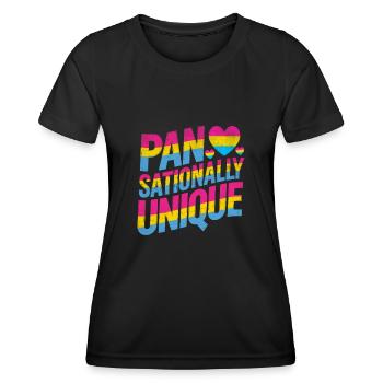 Pan sional einzigartige LGBTQIA Pride Pansexualität - Frauen Funktions-T-Shirt - Schwarz - Vorne - AI Model Female 172 light (172cm)