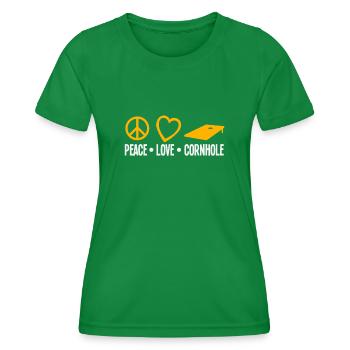 Joueur Peace Love Cornhole - T-shirt sport Femme - vert - Devant - AI Model Female 172 dark (172cm)