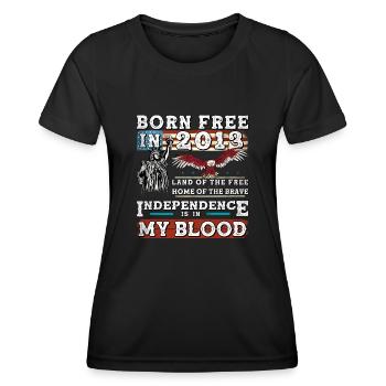 Né libre en 2013 - 12 ans de croissance avec les États-Unis - T-shirt sport Femme - noir - Devant - AI Model Female 172 light (172cm)