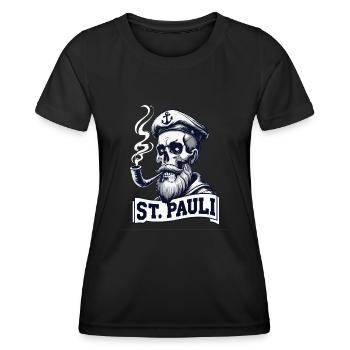 St.Pauli Kiez Hamburg Totenkopf Sankt Pauli - T-shirt sport Femme - noir - Devant - AI Model Female 172 light (172cm)