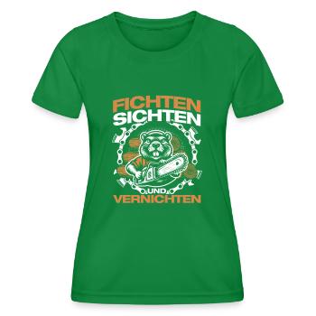 Fichten sichten Holz machen Holzfäller Waldarbeit - Frauen Funktions-T-Shirt - Kelly Green - Vorne - AI Model Female 172 dark (172cm)