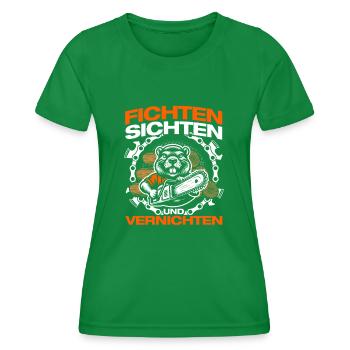 Fichten sichten Holz machen Holzfäller Waldarbeit - Frauen Funktions-T-Shirt - Kelly Green - Vorne - AI Model Female 172 dark (172cm)