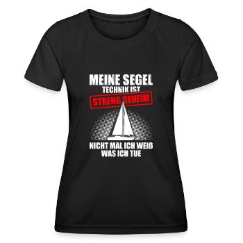 Meine Segel Technik Segler Segeln Kapitän - Frauen Funktions-T-Shirt - Schwarz - Vorne - AI Model Female 172 light (172cm)