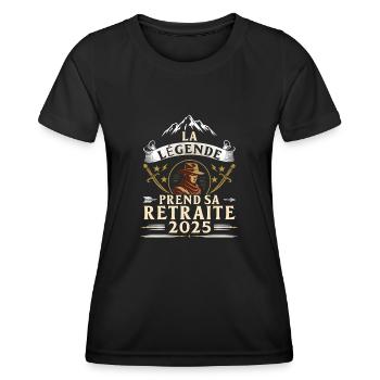 Humour Retraite 2025 La Légende Prend Sa Retraite - T-shirt sport Femme - noir - Devant - AI Model Female 172 light (172cm)