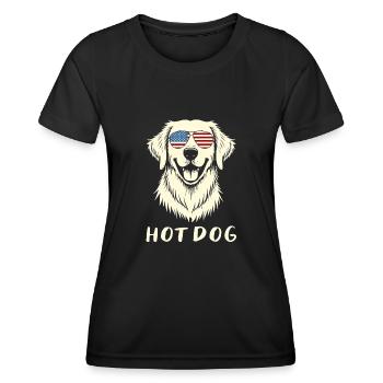 Golden Retriever mit Sonnenbrille 4. Juli Hotdog - Frauen Funktions-T-Shirt - Schwarz - Vorne - AI Model Female 172 light (172cm)