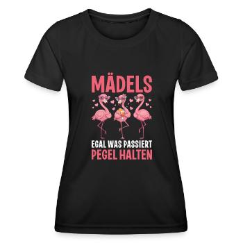 Mädels Egal Was Passiert Pegel Halten mit - Frauen Funktions-T-Shirt - Schwarz - Vorne - AI Model Female 172 light (172cm)