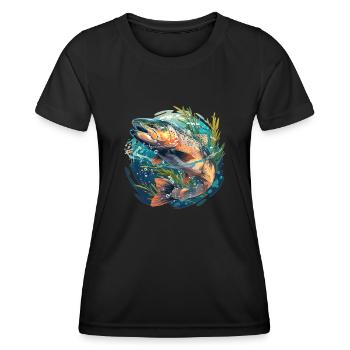 Saumon Saumon - T-shirt sport Femme - noir - Devant - AI Model Female 172 light (172cm)