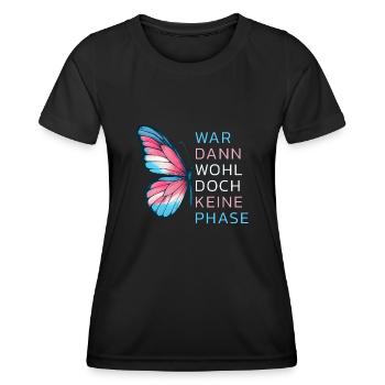 Schmetterling Trans LGBTQ CSD LGBT Pride Flagge - Frauen Funktions-T-Shirt - Schwarz - Vorne - AI Model Female 172 light (172cm)
