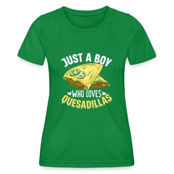 Just A Boy Who Loves Quesadillas Lustiger Mexikaner - Frauen Funktions-T-Shirt - Kelly Green - Vorne - AI Model Female 172 dark (172cm)