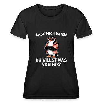 Genervter Pinguin - Du willst was von mir - Frauen Funktions-T-Shirt - Schwarz - Vorne - AI Model Female 172 light (172cm)