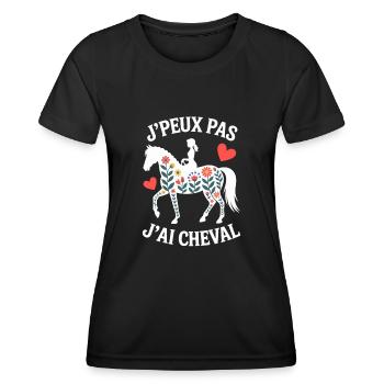 J'Peux Pas J'ai Cheval Monitrice D'équitation - T-shirt sport Femme - noir - Devant - AI Model Female 172 light (172cm)